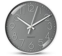 Reloj de pared digital, reloj de pared moderno, reloj de pared con batería, reloj de pared redondo, diseño digital, ideal para sala de estar, oficina, cocina o habitación infantil (gris, 20 cm)