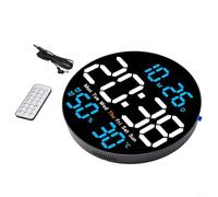 Reloj de pared electrónico de 10 pulgadas con alarma Temperatura higrómetro Fecha Día Pantalla y opción de alimentación USB (azul)