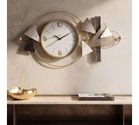 Reloj de pared glaso Amy, de 120 cm, fabricado en metal y plástico, con un diseño geométrico moderno y acabado dorado. Ideal para decoración de interiores