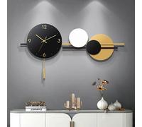 Reloj de pared, grande, con péndulo, diseño moderno, geométrico, redondo, 90x53 cm, metal