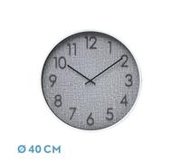 Reloj de pared HIGUERON blanco gris 40x40x0.8 cm movimiento continuo