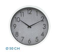 Reloj de pared HIGUERON blanco gris 50x50x2 cm movimiento continuo
