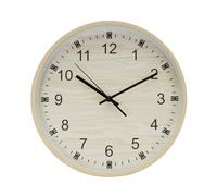 Reloj de pared "Kiwi" Ø35x5cm con agujas de movimiento continuo color madera clara (pila AA no incluida)