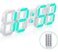 Reloj de pared LED 3D Unyqoos® de 15 pulgadas: 7 colores, luz nocturna regulable con control remoto, despertador digital, funcionamiento silencioso, función de repetición, conexión USB, formato de hor