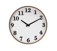 Reloj de pared "Lisbon" Ø30x5cm con agujas de movimiento continuo color madera oscura y blanco (pila AA no incluida)