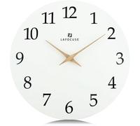 Reloj de pared moderno, blanco, hecho de MDF, con alimentación a batería, de 30 cm de diámetro