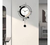 Reloj de pared moderno, silencioso, de metal y madera, estilo Art Deco, 39x65 cm