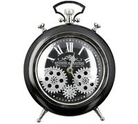 Reloj de pared o de mesa, redondo, modelo "Transmission", con motivo de engranajes, de vidrio y metal, color negro, unidad de venta: 1, longitud: 5.5 cm, anchura: 18.5 cm, altura: 25 cm. Código: 50334
