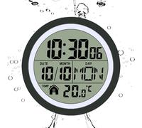 Reloj de pared para baño, reloj de batería con , accesorios de ducha impermeables con fecha de temperatura para oficina, spa, hogar, apartamento, cocina, dormitorio, piscina