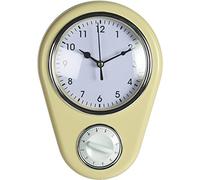 Reloj de pared para cocina de estilo retro, diseño años 50, con avisador de cocina, beige