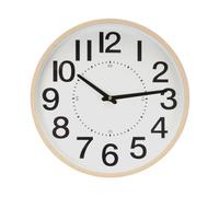 Reloj de pared "Pipo" Ø35x5cm con agujas de movimiento continuo color madera clara y beige (pila AA no incluida)