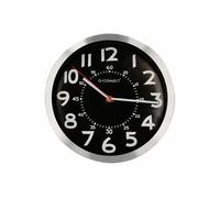 Reloj q-connect de pared metalico redondo 25 cm movimiento silencioso color negro con esfera cromado - KF16948