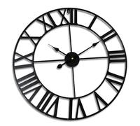 Relaxdays Reloj de pared con cifras romanas negro