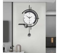 Reloj de pared - Reloj moderno de pared - Mecanismo silencioso - 36 x 57 cm, 42 x 65 cm o 50 x 79 cm - Negro y blanco - Para salón y dormitorio
