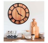 vidaXL Reloj de pared MDF y hierro marrón y negro 39 cm