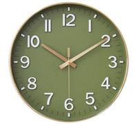 Reloj de pared Unyqoos® de 30 cm, color verde: cristal resistente al polvo, mecanismo silencioso, ajuste automático de la hora mediante DCF77, funciona con batería (1 x AA), ajustable manualmente
