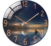 Reloj de pared Unyqoos® de 30 cm – reloj de diseño redondo de vidrio y metal, mecanismo silencioso, funciona con batería (1 pila AA, no incluida), viene preensamblado para colgar