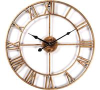 Reloj de pared Unyqoos® de 40 cm – Silencioso, sin tictac, diseño vintage de esqueleto con números romanos, metal, bronce – Reloj decorativo para sala de estar, cocina, oficina