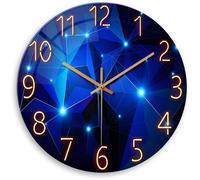 Reloj de pared Unyqoos® de vidrio, 30 cm, azul: elegante reloj de pared con mecanismo analógico silencioso, fabricado en vidrio y metal, funciona con batería (1 pila de zinc-carbono)