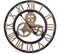 Reloj de pared vintage Unyqoos® de 40 cm – reloj de pared de madera hecho a mano, con acabado en color cobre, que incluye un engranaje decorativo, números romanos y números en 3D, esfera de MDF, movim