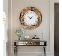 Reloj de pared WISFOR, 60 cm, redondo, decorativo. Ideal para la cocina, el salón o la oficina. Cifras romanas, funcionamiento silencioso, vidrio, color marrón