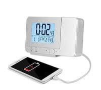 Reloj de Proyección LED Plateado con Alarma Doble y Carga Móvil USB para Espacios de Vida Modernos Diseño Compacto 5,5 X 1,1 X 3,2 Pulgadas