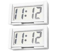 Reloj de reloj Mini reloj digital 2 piezas 2 piezas de reloj de automóvil pequeño, pequeño reloj digital con LCD transparente grande, reloj de tiempo de tablero autoadhesivo operado por bat