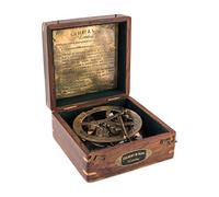Reloj de sol de grado superior de 5 pulgadas, brújula náutica vintage con caja de madera, reloj de sol de latón antiguo para decoración, navegación, regalos, réplica de brújula marítima