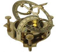 Reloj de sol de latón Unyqoos® con brújula – 4 pulgadas, acabado dorado envejecido, adorno decorativo para jardín, terraza y exteriores