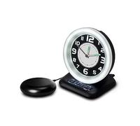Reloj Despertador Analógico para Sordos con Alarma de 80dB, Luz Intermitente y Cojín Vibrador - El WAKE 'N' SHAKE Vintage Despierta a los Dormilones - Puerto de Carga USB - Versión ES