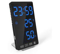 Reloj despertador con espejo LED, que incluye indicador de temperatura, 4 niveles de brillo y pantalla digital