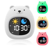 Reloj despertador de oso para niños con luz nocturna, lámpara de silicona recargable de 18 a 32 horas, reloj digital con ruido blanco, entrenador de sueño para niños, compañero de sueño perfecto para
