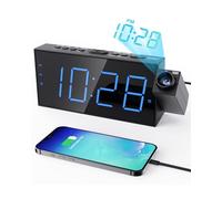 Reloj Despertador de Proyección Digital para Techo de Dormitorios, Reloj Proyector Techo, Atenuador y Pantalla LED, Timbre Ajustable, Alarmas Duales para Pared, Personas Mayores con Sueño Pesado