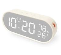 Reloj despertador digital con espejo, pantalla LED y medición de temperatura