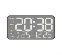 Reloj despertador digital con pantalla LED, fecha y semana, regulador automático de brillo de 5 niveles, interruptor de 12/24H Celsius/Fahrenheit, reloj de escritorio de plástico para dormitorio