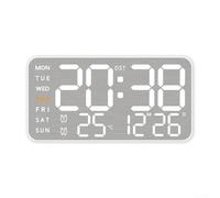 Reloj despertador digital con pantalla LED, fecha y semana, regulador automático de brillo de 5 niveles, interruptor de 12/24H Celsius/Fahrenheit, reloj de escritorio de plástico para dormitorio