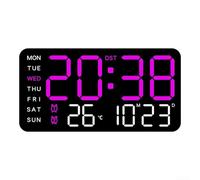 Reloj despertador digital grande que muestra la hora, temperatura, fecha, semana, pantalla de control de voz para despertar, cinco niveles de brillo, interruptor de hora de ahorro de luz diurna para