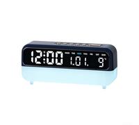 Reloj despertador digital LED multifuncional, visualización de hora, fecha, temperatura, cuenta regresiva, luz nocturna degradada suave, lámpara de mesita de noche, brillo ajustable, funcionamiento