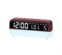 Reloj despertador digital LED multifuncional, visualización de hora, fecha, temperatura, cuenta regresiva, luz nocturna degradada suave, lámpara de mesita de noche, brillo ajustable, funcionamiento