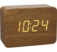 Reloj despertador inalámbrico con diseño de madera CLOCCO: muestra la hora, la fecha y la temperatura interior, tiene alarma y grandes dígitos LED