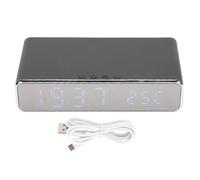 Reloj despertador LED con cargador inalámbrico y termómetro, compatible con Xiaomi, multifuncional USB, de escritorio, color plata.