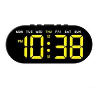 Reloj despertador LED, reloj digital, lámpara de cabecera, pantalla grande, 4 niveles de brillo, alimentado por USB, termómetro, luz ambiental, negro (C)