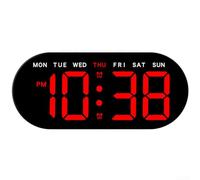 Reloj despertador LED, reloj digital, lámpara de noche, pantalla grande, 4 niveles de brillo, alimentación USB, termómetro, luz ambiental, negro (H)