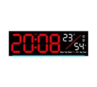 Reloj digital LED moderno con doble alarma, temperatura, fecha, semana, pantalla de atenuación automática, brillo para cocina, dormitorio, escritorio o montaje en pared, color blanco (negro+rojo)