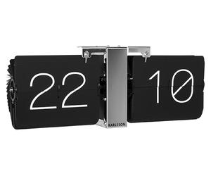 Reloj Flipklok sin carcasa, color negro, base cromada, dimensiones 36x8,5x14 cm