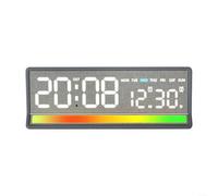 Reloj LED multifunción con alarma digital con temporizador de temperatura de fecha, brillo automático, mesita de noche para oficina en casa, dormitorio, amarillo (gris)