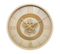 Atmosphera Reloj de pared mecánico Guiliana – metal beige y dorado, 50 cm, engranajes visibles