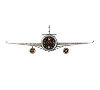 Reloj pared metal 143x20x46 avion plateado , El mejor complemento para tu hogar.