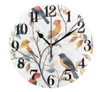 Reloj Pared Moderno Relojes De Pared Funciona con Pilas Reloj De Pared para Cocina Dormitorio Sala 25cm Pájaros Coloridos Posados En Las Ramas