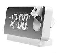 Reloj proyector ajustable de 180°, reloj despertador de proyección LED, espejo para superficie de doble temperatura, atenuación automática, alarma de repetición recargable para dormitorio, pared